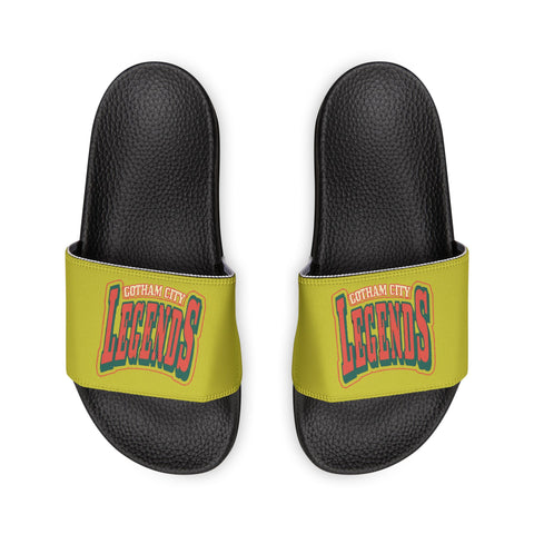 Gotham City Legends Men's PU Slide Sandals-Goldenrod Lime/Tomato/Pine/Black