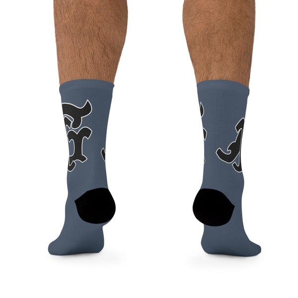 Alota Note$ Garmentry Monogram(Blk) DTG Socks-Bluegrey