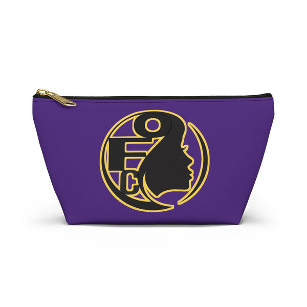 On Fleek Cosmetics Accessory Pouch w T-bottom w/ OFC Seal Logo - Purple/Yellow