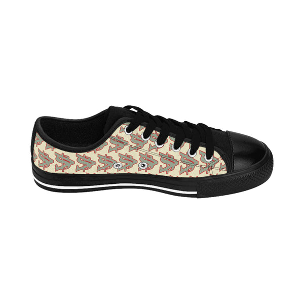 Alota Note$ Garmentry ‘>$’ Icon Pattern Women's Low Top Sneakers - DGMGR Oatmeal