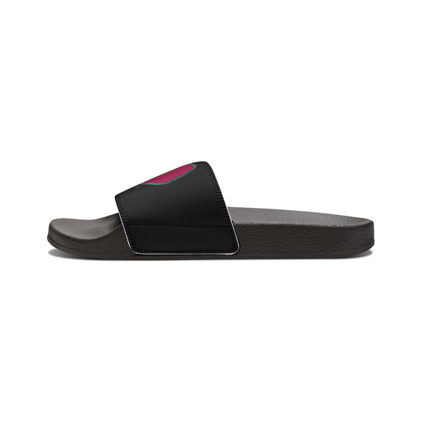 On Fleek Cosmetics Women's PU Slide Sandals-black/teal/deep pink