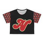 Alota Note$ Garmentry Lettermark/Monogram &  ‘>$’ Icon Pattern Sleeve Crop Tee (AOP) - DGMGR 3