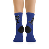 Alota Note$ Garmentry Monogram(Blk) DTG Socks-Dark Royal Blue