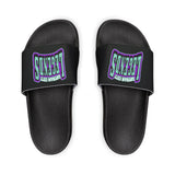 Gotham City Legends Men's PU Slide Sandals-Black/Teal/Purple