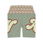 Alota Note$ Garmentry Lettermark & Icon Pattern High Waisted Yoga Shorts (AOP) - DGMGR Seamoss