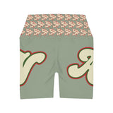 Alota Note$ Garmentry Lettermark & Icon Pattern High Waisted Yoga Shorts (AOP) - DGMGR Seamoss