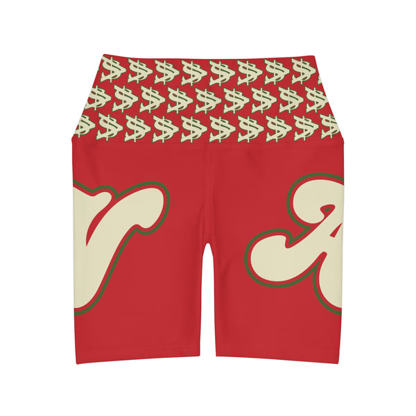 Alota Note$ Garmentry Lettermark & Icon Pattern High Waisted Yoga Shorts (AOP) - DGMGR 1