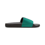 On Fleek Cosmetics Women's PU Slide Sandals-teal/teal/deep pink