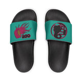 On Fleek Cosmetics Women's PU Slide Sandals-teal/teal/deep pink