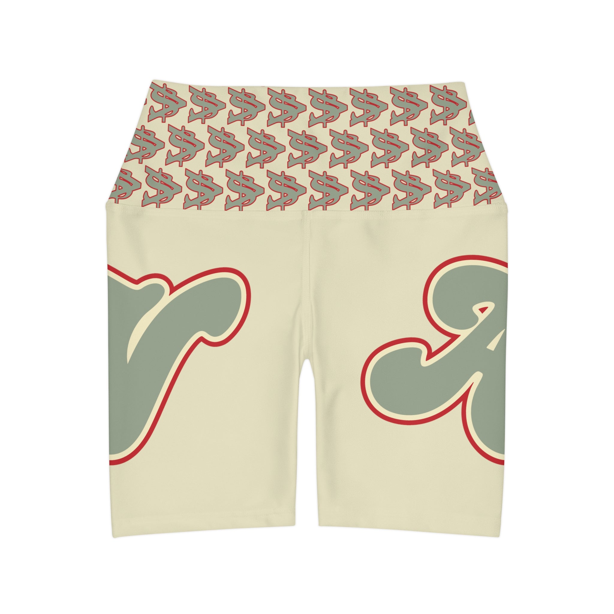 Alota Note$ Garmentry Lettermark & Icon Pattern High Waisted Yoga Shorts (AOP) - DGMGR 2