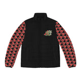 Puffer Jacket - Alota Note$ Icon Pattern Sleeve Men's Jacket - DGMGR Black