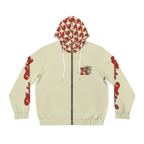 Alota Notes Garmentry 'ANG Monogram & Wordmark' Men's Full-Zip Hoodie (AOP) - DGMGR Oatmeal