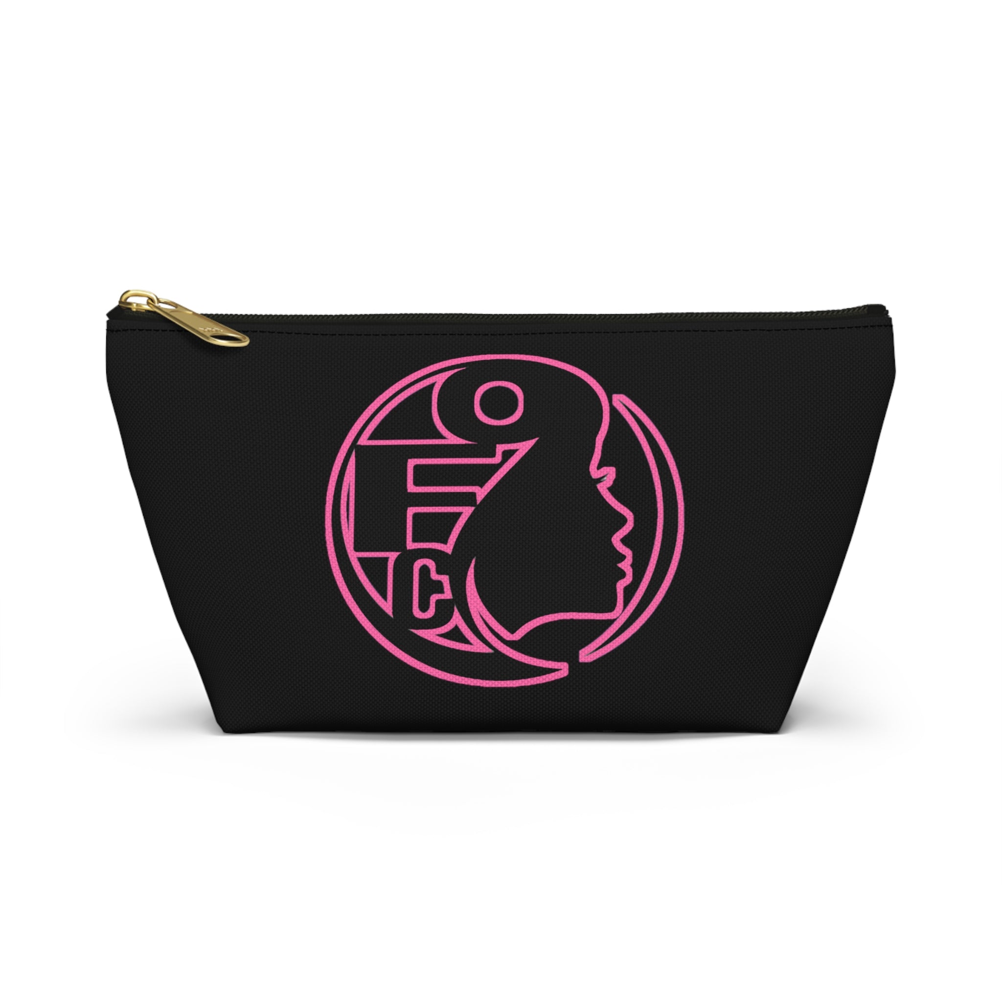 On Fleek Cosmetics Accessory Pouch w T-bottom - Black/Pink