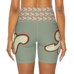 Alota Note$ Garmentry Lettermark & Icon Pattern High Waisted Yoga Shorts (AOP) - DGMGR Seamoss