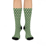 Alota Note$ Lettermark Cushioned Crew Socks - DGMGR Green