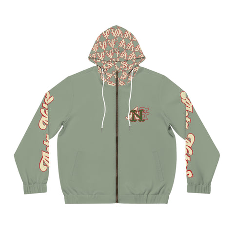 Alota Notes Garmentry 'ANG Monogram & Wordmark' Men's Full-Zip Hoodie (AOP) - DGMGR Seamoss