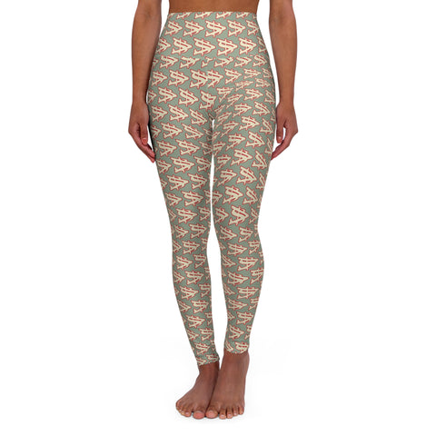 Alota Note$ Garmentry ‘>$’ Icon Pattern High Waisted Yoga Leggings (AOP) - DGMGR Seamoss