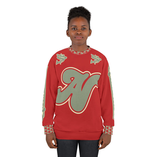 Alota Notes Garmentry Unisex Sweatshirt (AOP) - DGMGR Red