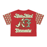 Alota Note$ Garmentry Lettermark/Monogram &  ‘>$’ Icon Pattern Sleeve Crop Tee (AOP) - DGMGR 4