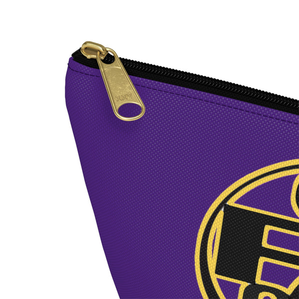 On Fleek Cosmetics Accessory Pouch w T-bottom w/ OFC Seal Logo - Purple/Yellow