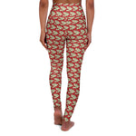 Alota Note$ Garmentry ‘>$’ Icon Pattern High Waisted Yoga Leggings (AOP) - DGMGR Red