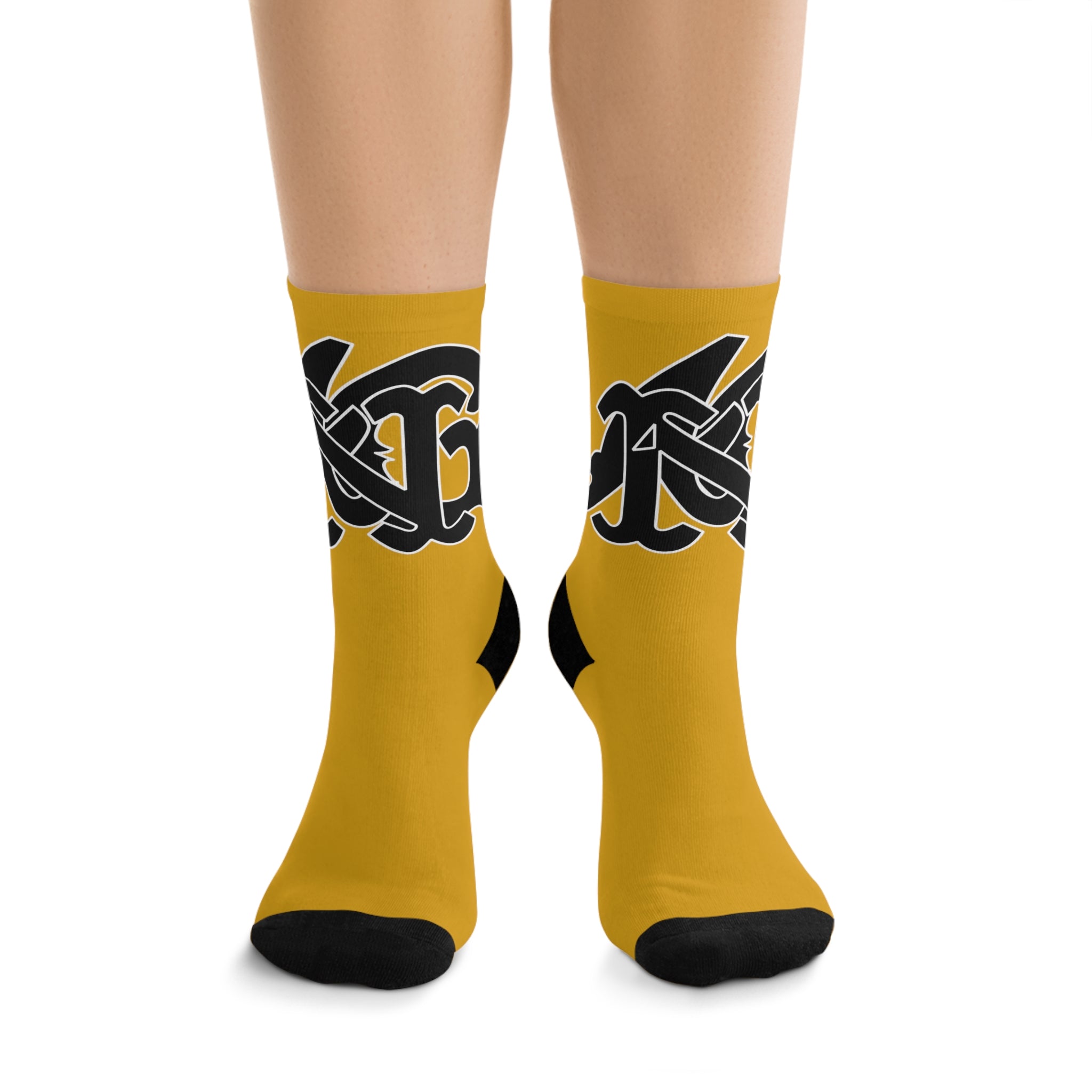 Alota Note$ Garmentry Monogram(Blk) DTG Socks-Pineapple