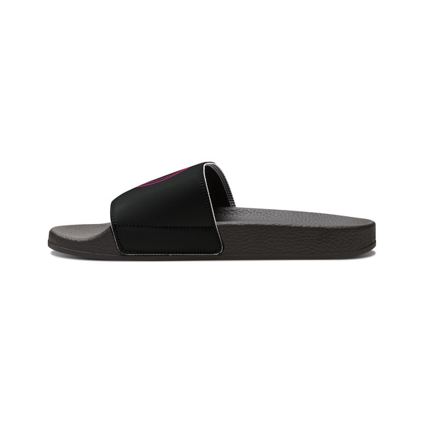 On Fleek Cosmetics Women's PU Slide Sandals-black/hot pink/purple