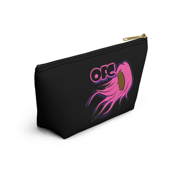 On Fleek Cosmetics Accessory Pouch w T-bottom - Black/Pink