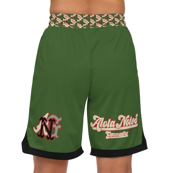 Alota Note$ Garmentry Basketball Rib Shorts (AOP) - DGMGR Green