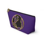 On Fleek Cosmetics Accessory Pouch w T-bottom w/ OFC Seal Logo - Purple/Yellow