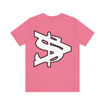 Alota Note$ Garmentry White Lettermark/Wordmark Combo Logo x Dollar Sign Icon Unisex Jersey Short Sleeve Tee