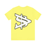 Alota Note$ Garmentry White Lettermark/Wordmark Combo Logo x Dollar Sign Icon Unisex Jersey Short Sleeve Tee