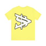 Alota Note$ Garmentry White Lettermark/Wordmark Combo Logo x Dollar Sign Icon Unisex Jersey Short Sleeve Tee