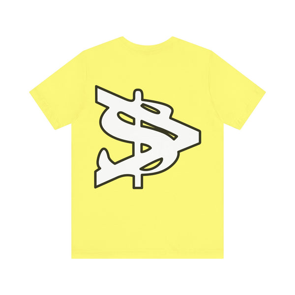 Alota Note$ Garmentry White Lettermark/Wordmark Combo Logo x Dollar Sign Icon Unisex Jersey Short Sleeve Tee