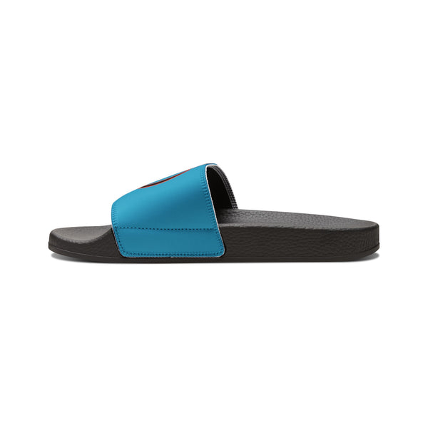 On Fleek Cosmetics Women's PU Slide Sandals-turquoise/orange