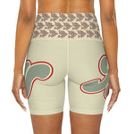 Alota Note$ Garmentry Lettermark & Icon Pattern High Waisted Yoga Shorts (AOP) - DGMGR Oatmeal