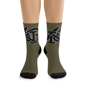 Alota Note$ Garmentry Monogram(Blk) DTG Socks-Olive