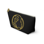 On Fleek Cosmetics Accessory Pouch w T-bottom w/ OFC Seal Logo - Black/Yellow