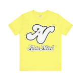 Alota Note$ Garmentry White Lettermark/Wordmark Combo Logo x Dollar Sign Icon Unisex Jersey Short Sleeve Tee