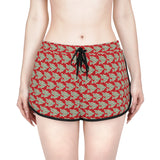 Alota Note$ Garmentry >$ Icon Pattern Women's Relaxed Boy Shorts (AOP) - DGMGR Red