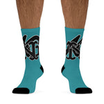 Alota Note$ Garmentry Monogram(Blk) DTG Socks-Turquoise