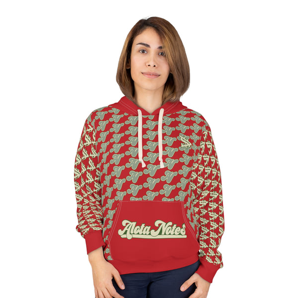 Alota Note$ '4Logo' Unisex Pullover Hoodie (AOP) 'DGMGR' Red