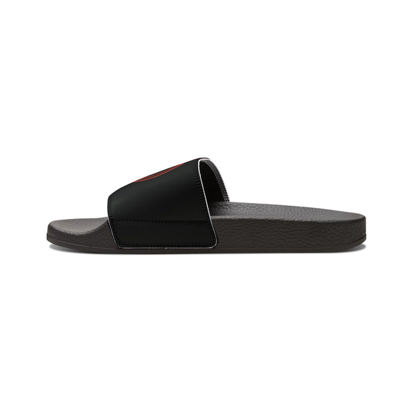 On Fleek Cosmetics Women's PU Slide Sandals-black/orange