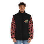 Puffer Jacket - Alota Note$ Icon Pattern Sleeve Men's Jacket - DGMGR Black