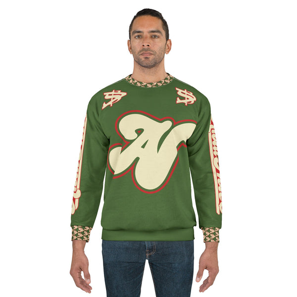 Alota Notes Garmentry Unisex Sweatshirt (AOP) - DGMGR Olive