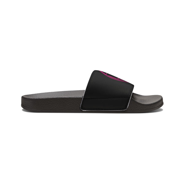 On Fleek Cosmetics Women's PU Slide Sandals-black/hot pink/purple