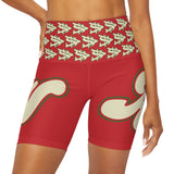 Alota Note$ Garmentry Lettermark & Icon Pattern High Waisted Yoga Shorts (AOP) - DGMGR Red