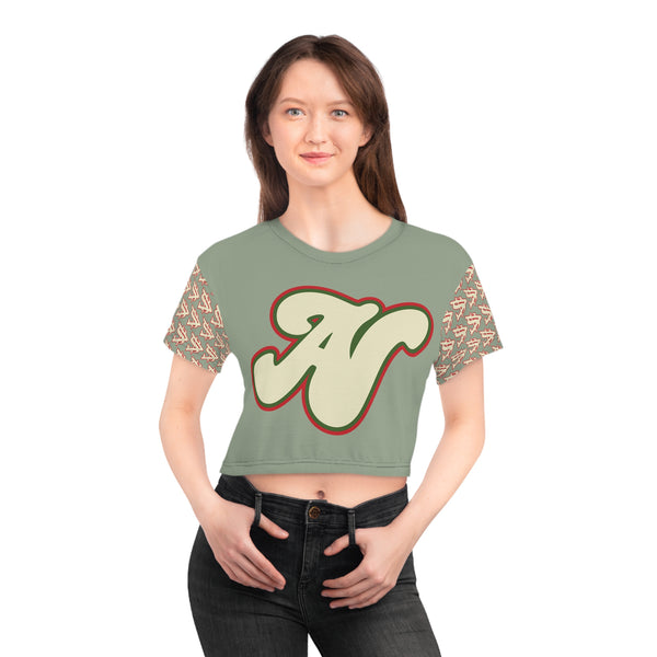 Alota Note$ Garmentry Lettermark/Monogram &  ‘>$’ Icon Pattern Sleeve Crop Tee (AOP) - DGMGR 5