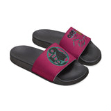 On Fleek Cosmetics Women's PU Slide Sandals-deep pink/teal/deep pink