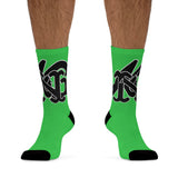 Alota Note$ Garmentry Monogram(Blk) DTG Socks-Slime Green